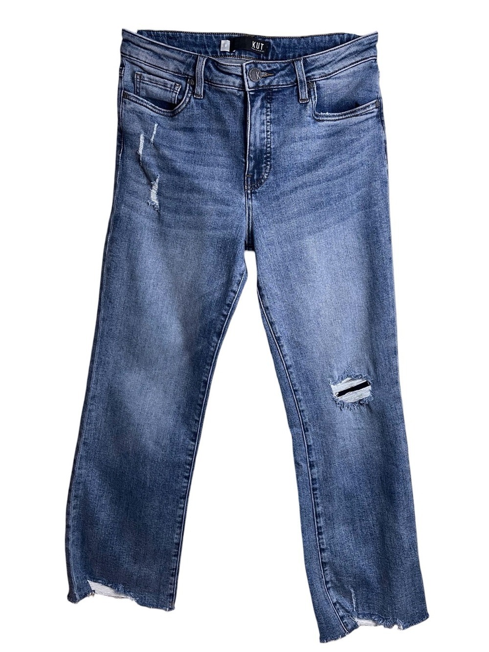 KUT from the Kloth Kelsey High Rise Ankle flare cropped Jeans Medium Wash Size 8